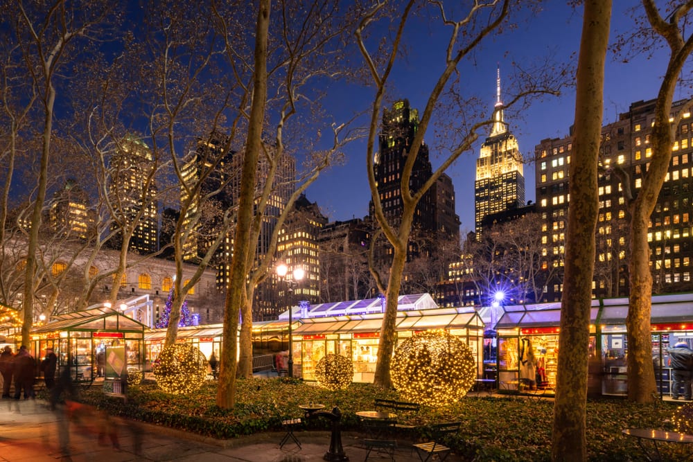 christmas in new york bryant park